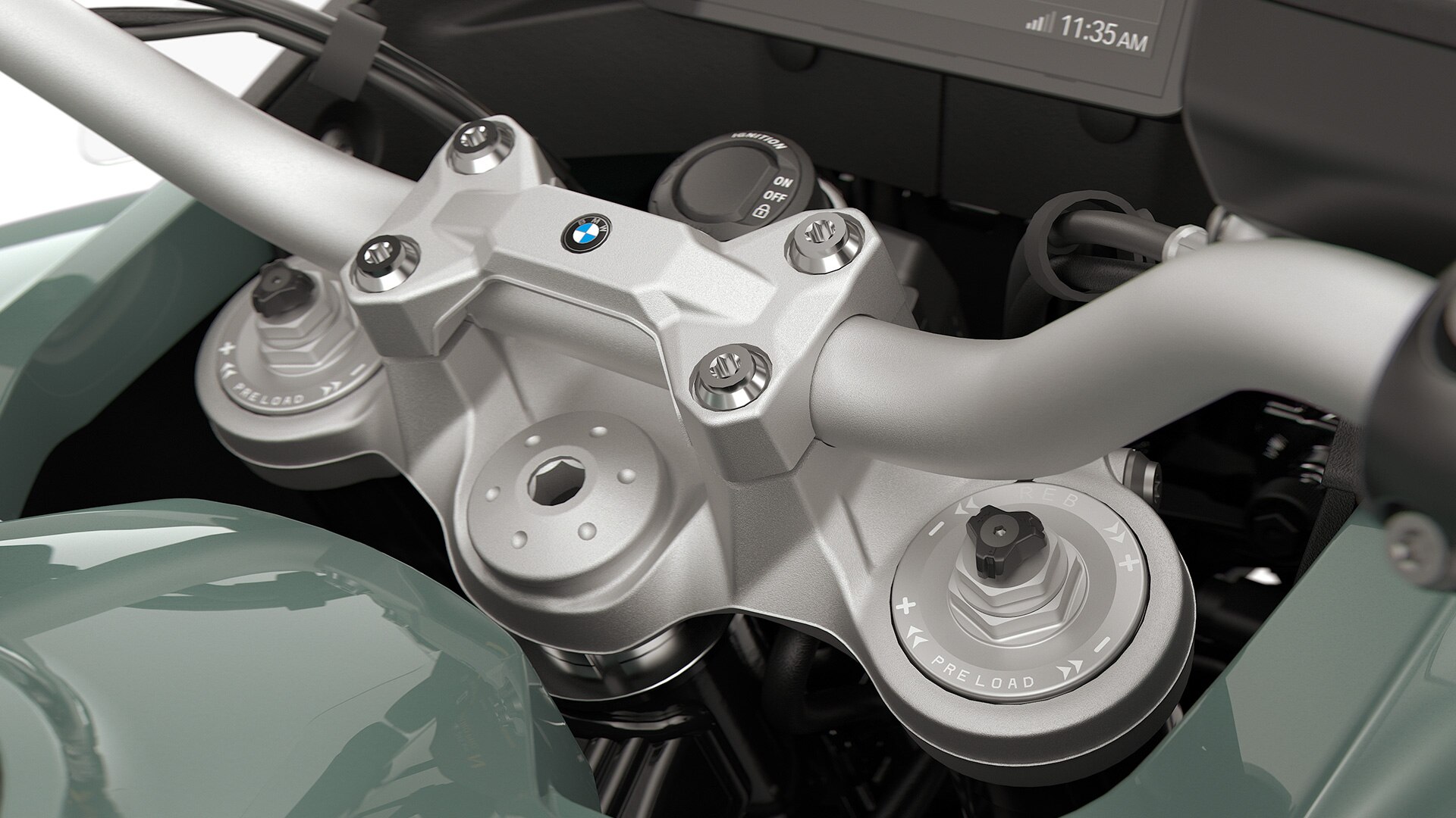 The adjustable fork of the F 900 GS Adventure from BMW Motorrad