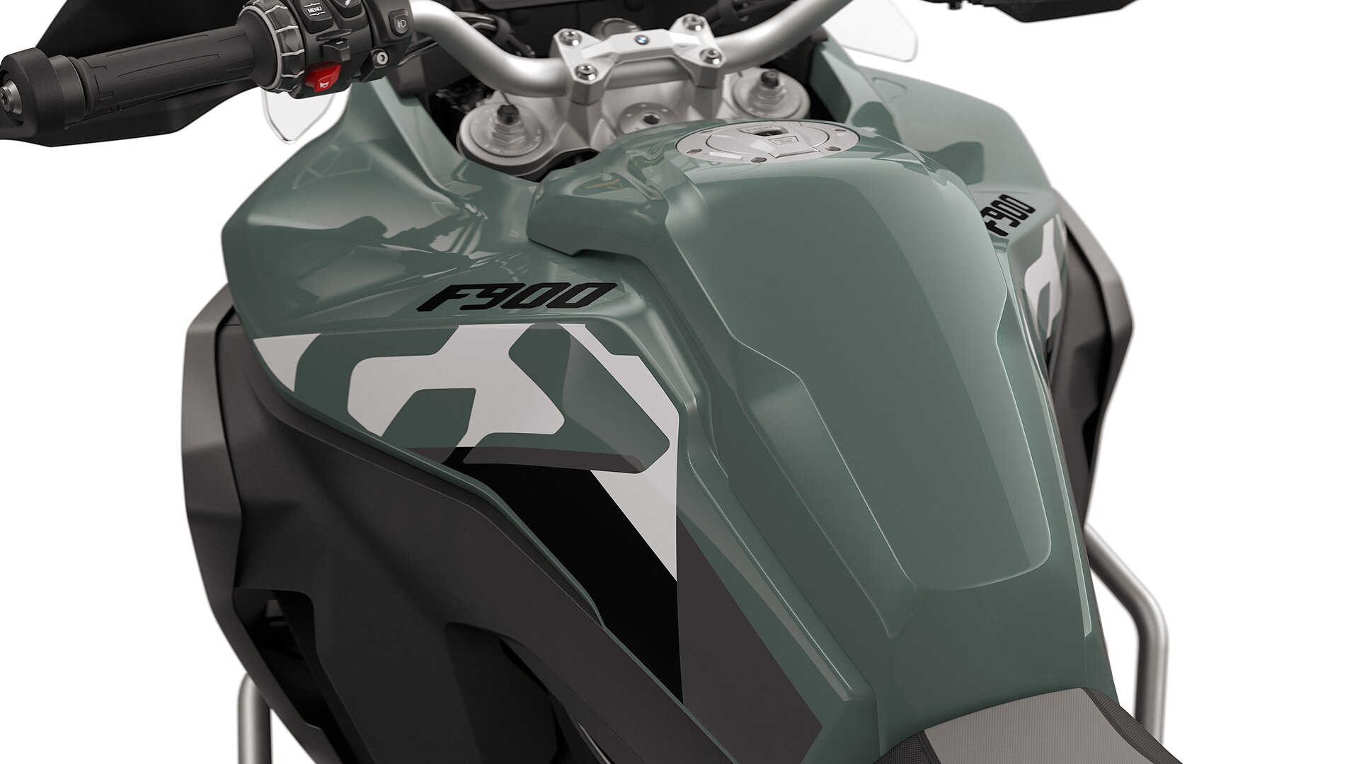 The side panels of the F 900 GS Adventure from BMW Motorrad with a large 23 l tank