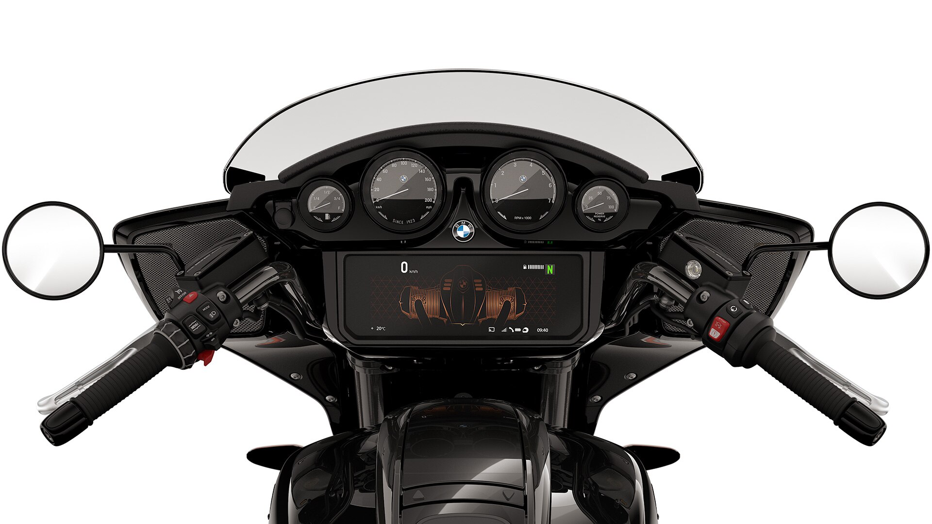 The cockpit boasts the analogue round instruments and the TFT display.