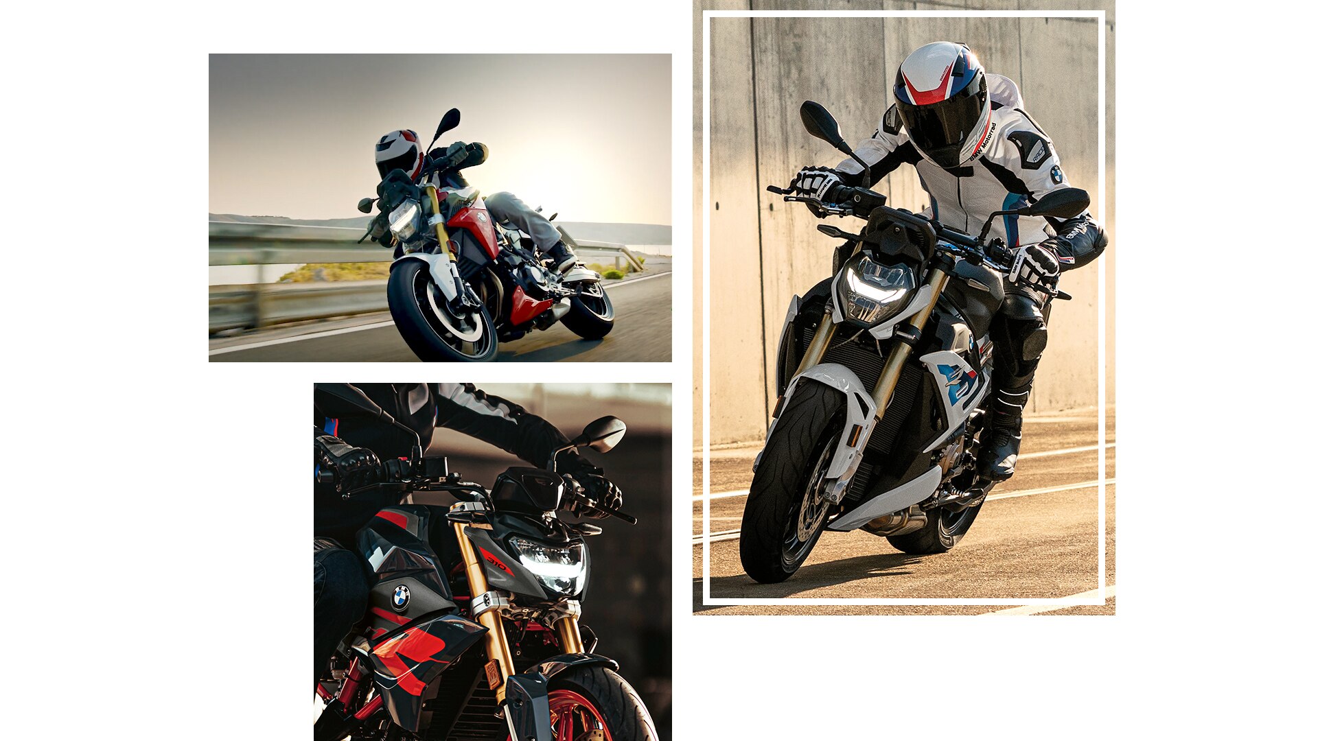 Collage of BMW Motorrad roadster models.