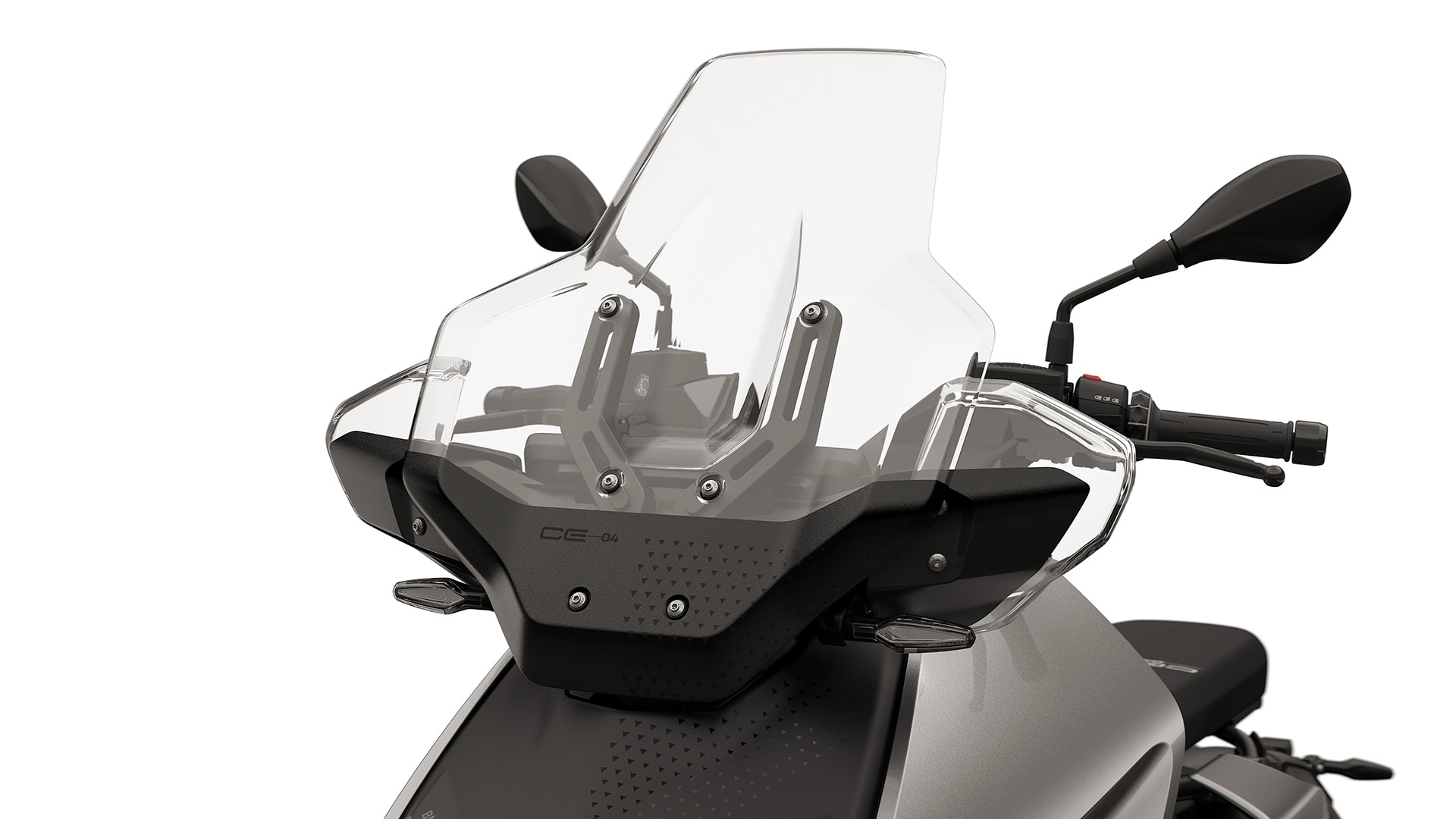 Windscreen high including integrated hand protection against wind on the CE 04 from BMW Motorrad